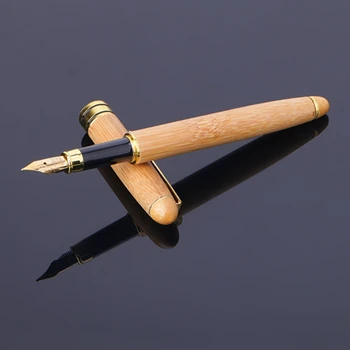 1 бр. бамбук писалка с тънко перо и гладък почерк, най-добрият подарък за офис