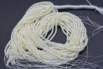 10ШТ 2-3 мм АААА бели кръгли перли свободни мъниста, мъниста от естествени перли, топчета от настоящето култивирани перли, пълна с конец 15