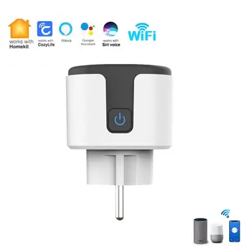 16A / 20A WiFi Smart Plug-С Функция за Синхронизация Захранване EU Smart Socket Работи с Homekit Siri Алекса Google Home