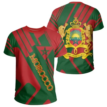 2023 Безплатно потребителско име Тениска с флага Мароко Мъжка тениска Мароко Модна тениска на Националния отбор, Спортно облекло, Тениски Държава Mar New
