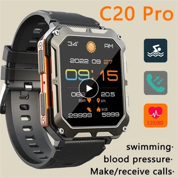 2023 С20 Pro Смарт часовник с диагонал от 1,83 инча, съвместими с Bluetooth, водоустойчив, IP68, Музика, разговори, Спорт на открито, Фитнес, монитор на сърдечната честота, умни часовници