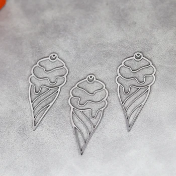 3 бр./лот Висулка във формата на рожка сладолед от неръждаема стомана Летни Очарователен Аксесоари САМ за производство на модни бижута