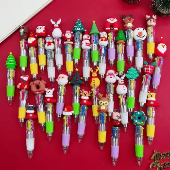 30шт Коледна Мини Химикалка Химикалка С 4 Цвята Kawaii Карикатура Лосове Дядо Коледа Многоцветен двигателят е с мазителна Дръжка Прес-Химикалки за Писане