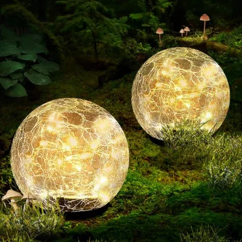 4 БР. Градински слънчеви топката светлини LED смахнат стъклена топка Наземни светлини на слънчевата енергия, както е показано на пистата, в двора, на тревата и във вътрешния двор