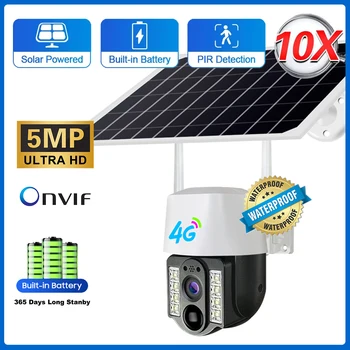 4g сим Слънчева камера, Wifi Водоустойчив IP66 карта на камерите за наблюдение, ВИДЕОНАБЛЮДЕНИЕ на слънчевата енергия с акумулаторна батерия Защита на сигурността на smart home