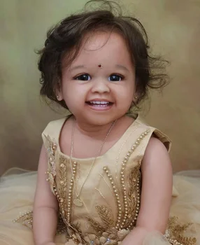 FBBD Настроила ограничена доставка на 32-инчови версии на кожата Reborn Baby Shanti в индийски стил с къса коса, вкоренените ръчно, вече готовата кукла