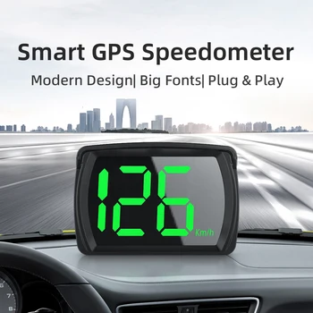 GPS Kmh HUD Цифров скоростомер централен дисплей Показване на скорост едър шрифт в реално време за всички моторни превозни средства Аксесоари за автомобилна електроника