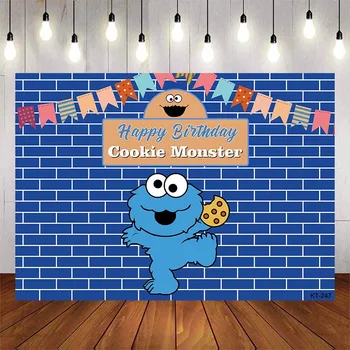 Happy Birthday Party Street Cookie Monster Celebrate Фон за снимки Душата на дете за детска декор, Реквизит за снимки