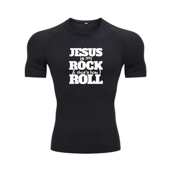 Jesus Is My Rock And That ' s How I Roll Риза За християните, Блузи в стил хип-хоп, Мъжки Памучни Тениски, Дизайн на Едро