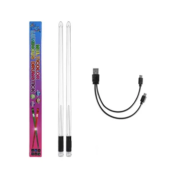 Led emitting барабанни пръчки 15 цветови преливки USB Акумулаторна батерия + ключ електронни барабанни пръчки, за да се изяви на сцената