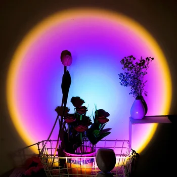 Led Проекционная лампа Sunset Rainbow Atmosphere Night Light Sunset Light Домашна Кафене Фона на Декора на стените Настолна лампа Tiktok