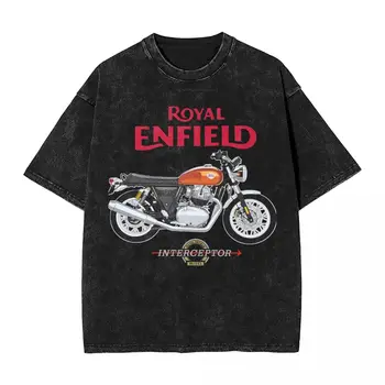 Royal Enfields Interceptor 650 Мъжки Памучен тениска Британски Ретро Мотоциклет Хип-Хоп С Къс ръкав Реколта Риза в стил Y2k