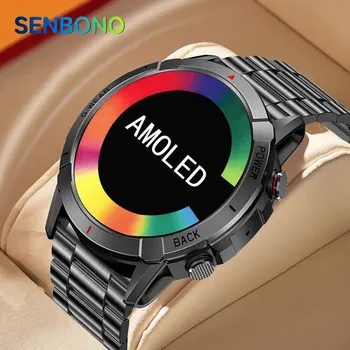 SENBONO 2023 AMOLED Мъжки Смарт часовник с Голям екран 1,43 инча, спортни часовници с Много батерия 400 mah, Bluetooth-предизвикателство, Умни часовници За мъже + КУТИЯ