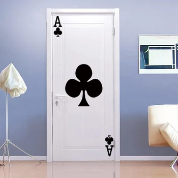 T225 # Креативна игра на карти Асо на Клубове Стикер на вратата, стената, спалня, дневна, начало декор, стенни тапети, стикери