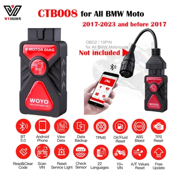 WOYO CTB008 За Мотоциклет на BMW BT5.0 Диагностични Инструменти OBD2 Четене на Чист код Нулиране Интервал на обслужване ABS Тестер за Съответствие на Педала на газта