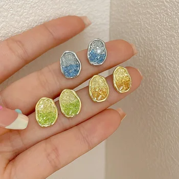 ZX Bling, смесени два цвята обеци-карамфил с кристали за жени, Красиви модерни геометрични малки обеци, бижута за момичета, търговия на Едро, подаръци
