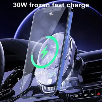 Автомобилна закачалка За Телефон Компактен 15 Вата Бързо Зареждане на Безжично Зарядно Устройство на Магнитен Притежателя на Телефона, за Автоматично Освобождаване на Въздуха Ефективен