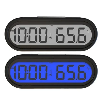 Автомобилни часовник Дигитален термометър Часовник време 2 В 1 Автоматични Часовници със светлинен LCD подсветка Дигитален дисплей Аксесоари за стайлинг на автомобили
