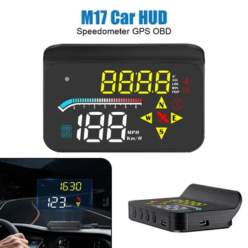 Аксесоари За авто електроника Проекторът на Предното Стъкло Цифров M17 OBD GPS Централен Дисплей Автомобилен HUD Скоростомер за Всички автомобили