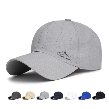 Бейзболна шапка с пълна мрежа, Дишащи мъжки шапки, Лятна бързосъхнеща шапка за голф, Канадски шапки За мъже за бягане, риболов, Солнцезащитная шапка, Регулируем
