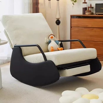 Бели Модерни столове Дизайн на облегалката за хола Естетичен Шезлонг-люлка Relax Articulos Para El Hogar Home Decor