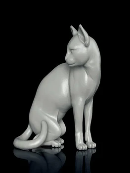 В разглобено формата на 1/16 височина 25 мм Котка Седи съвременната фигурка от смола миниатюрни модела комплекти Неокрашенная
