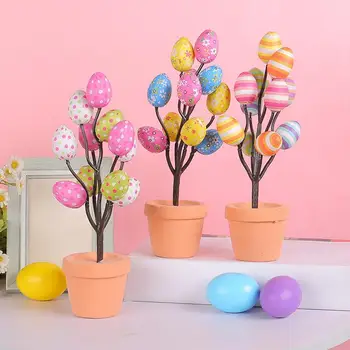 Великденско яйце, Клон на дърво, Цветни картини, яйчен цвете, изкуствено растение, Великденско украса със собствените си ръце за домашно маса, Празнични аксесоари за партита.