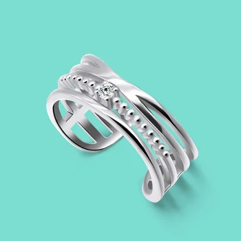 Висококачествено пръстен от сребро 925 проба за жени, бижута сватба, CZ, Циркон, Отворен пръстен, Годежен пръстен, подарък