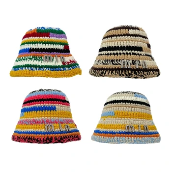Вязаная на една кука панама за жени-юноши, градинска сгъваема рибарска шапка с широка периферия, зимни ветрозащитная ски шапка DXAA