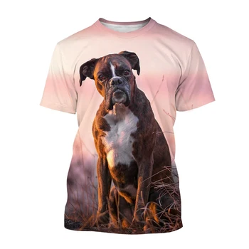 Гореща разпродажба Homme Boxer Dog 3D Тениски Модни Сладък животни с Щенячьим модел Унисекс Персонализирани Ежедневни ризи с къс ръкав