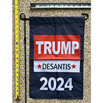 Градински флаг на Доналд Тръмп БЕЗПЛАТНА ДОСТАВКА Знак Тръмп Desantis 2024 Blcok USA 12x18 