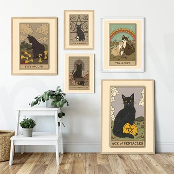 Декорация на дома, Картини на Платно с хубави котка, стенни рисунки, щампи на животни, Модулен модерен плакат за хола Без рамка
