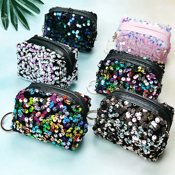 Детска чанта за монети Куб, променящ се цвят, мини портфейл с пайети, дамска мода, мини портфейл с пайети, чанта за ключове, малък подарък