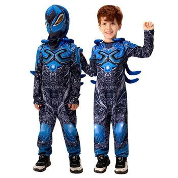Детски гащеризон Blue Beetle с дълги ръкави, костюми за cosplay на Хелоуин, маскировочный костюм за изяви, чието сценично облекло.