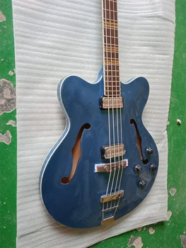 Електрическа бас-китара с 4-струнным полуполым корпус blue Ocean Съвременната много тънка бас-китара