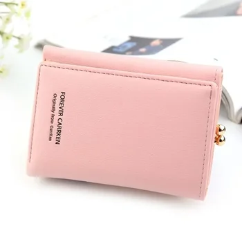 Женски малък портфейл, Корейски портфейл за монети, чантата с няколко карти, Дамски лична кожена чанта, лаптоп с държач за карти.
