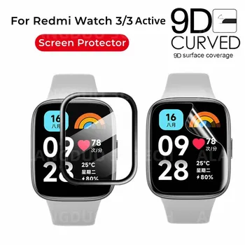 Защитно фолио с 3D-извита фолио за Xiaomi Redmi Watch 3 Active Global аксесоар за умни часа от мека хидрогел, не стъклена, 2 бр.