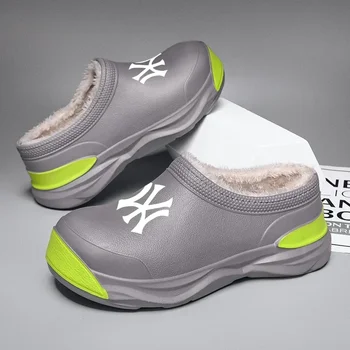 Зимни мъжки чехли 2023, нова лека водоустойчива ежедневни обувки от ЕВА, домашна топло плюшен мъжки обувки, безплатна доставка