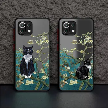 Калъф Van Gogh Starry Котка за Xiaomi Mi 11 Lite 5G 11T 12X 10T Lite 10T 13 Pro 12T Pro 9T 13 Ultra 12 13 Художествена Мека Делото