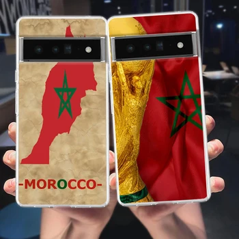 Калъф за мобилен телефон с Паспорт под Флаг на Мароко За Google Pixel 8 7 6 Pro, Мек Калъф от TPU за Pixel 6A 5 4 5A 4A 3A XL 5G, Силикон Прозрачен Калъф