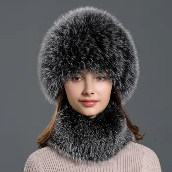Капачка от лисьей вълна, детски маточната комплект, нова зимна мода кожа шапка, удебелена капачка за защита на ушите