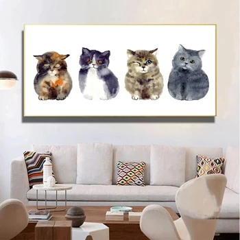 Картина върху платно, постери и щампи със забавни котки и кучета, модерни стенно изкуство за домашни любимци, прекрасни снимки на животни за всекидневната, кавайный начало декор