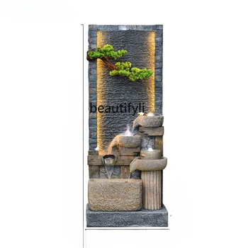 Китайски клуб набор от Сънливи облицовани с камък Водна завеса за вода Декоративен екран за водна стена Градински Фонтан