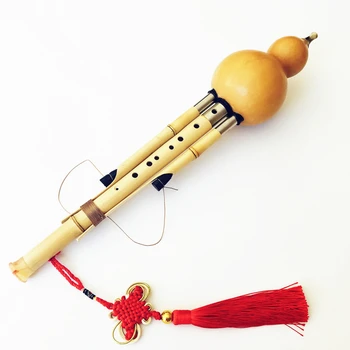 Китайски Ръчно Hulusi Златен Бамбук Тиква Тыквенная Флейта с 7 и 9 Дупки Музикален Инструмент Ключ bB /C/F / G с Футляром Flauta Dizi