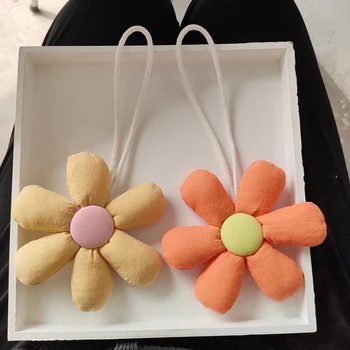 Ключодържател с цветя модел от плат на ярки цветове, сладък ключодържатели във формата на цвете за момичета, чанти с висулки, аксесоари за декориране на раници