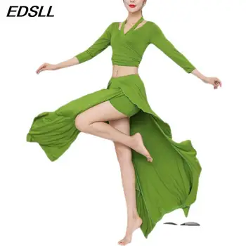 Комплект костюми за възрастни за един танц на корема с дълга пола с цепка и висока талия 
Декорации за Изпълнения на сцената на Източния Танц на Корема