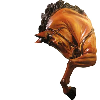 Креативна Статуя на Главата на Боен кон от смола, боядисани стени, Занаяти, Главата на животното, за Украса на стените, Хол, Бар, Статуетки, Домашен декор