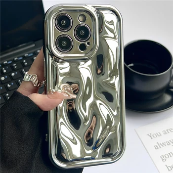 Луксозен калъф за мобилен телефон с покритие сребро модел метеорит за iPhone 15 14 13 12 11 Pro Max XR XS X 7 8 Plus SE защитен калъф