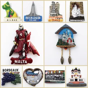 Магнити за хладилник-известните Курорти Люксембург Сувенири за пътуване Beligum Германия Чешка република Исландия Стикери за хладилник Коледни Подаръци