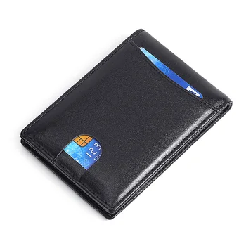 Модерен мъжки портфейли портфейл от естествена кожа за мъже брендовый изключително тънък кожен портфейл за радиочестотна идентификация на притежателя на кредитна карта